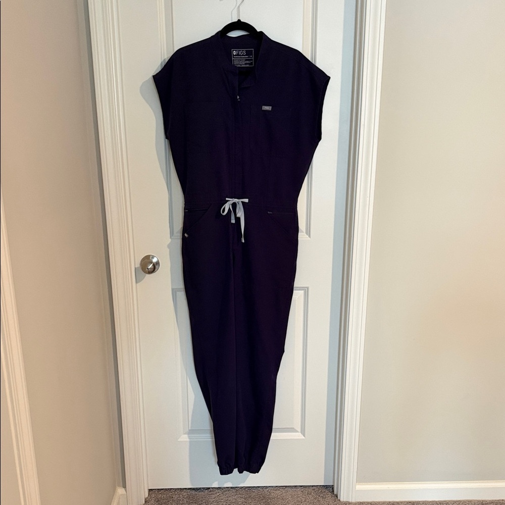Figs Women's Dark Violet Utility Jumpsuit with Drawstring